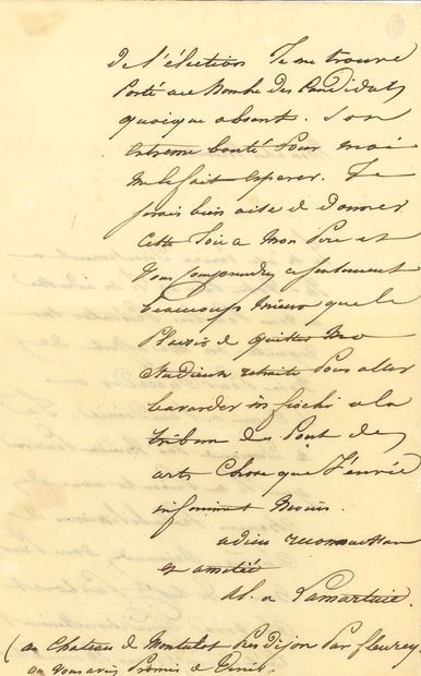 LAMARTINE Alphonse de (1790-1869).

L.A.S....