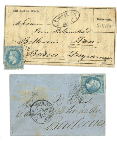 WAR OF 1870.

2 letters by mounted balloon,...