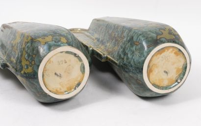 PIERREFONDS
Pair of vases.

Enameled stoneware...