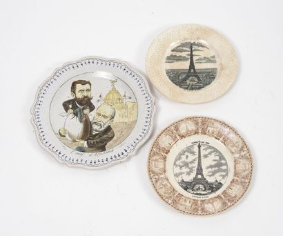 Three earthenware plates, on the theme of...