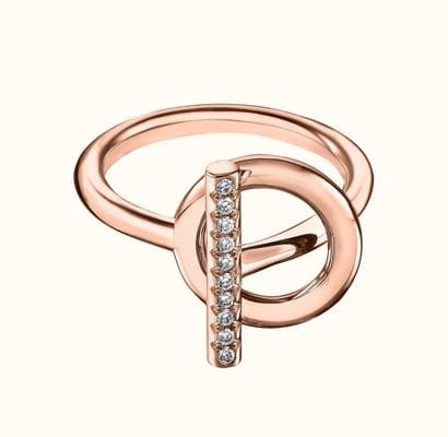 Bague en or rose sertie de diamants d'Hermès...