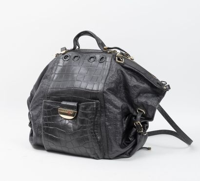 VERSACE
Sac en cuir estampé façon croco noir...