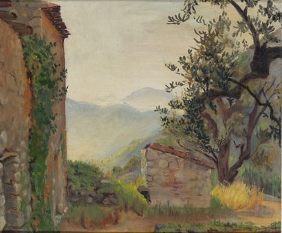 Mas dans les Alpes de Haute-Provence. 
Huile...