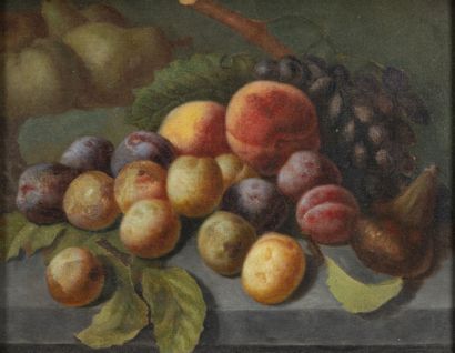Ecole du XIXème siècle
Nature morte aux pêches,...
