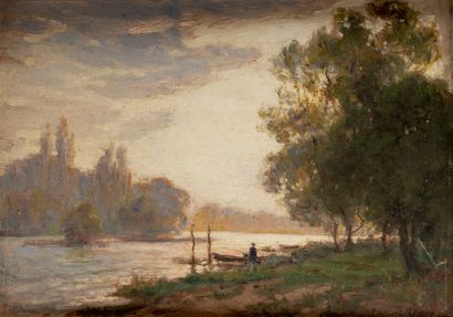 Paul LECUIT-MONROY (1858 - ?)
Paysage fluvial.
Huile...