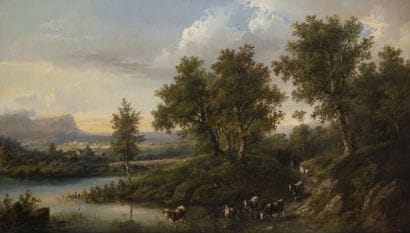 Eduard BOEHM (1830-1890)
The herd drinking.
Oil...