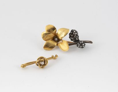 Two brooches :
- one forming a flowering...