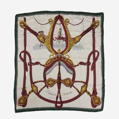 HERMES Paris 
Carré en twill de soie imprimé,...