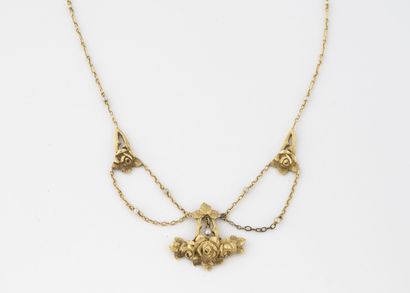 Yellow gold (750) drapery necklace with a...