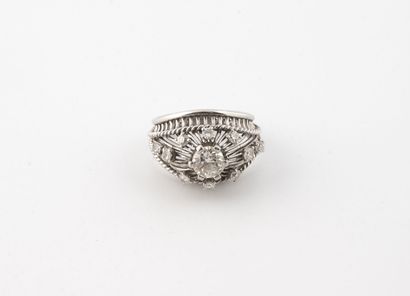 Platinum (850) ring set with an old-cut diamond...