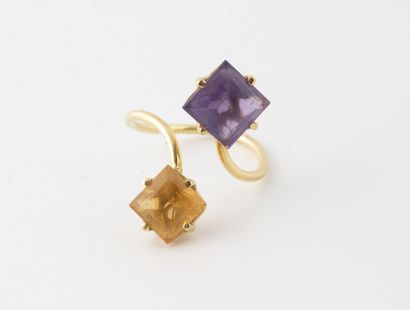 Bague Toi et Moi en or jaune (750) ornée...