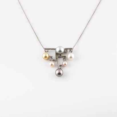 Chaine de cou en or gris (750) à fine maille...