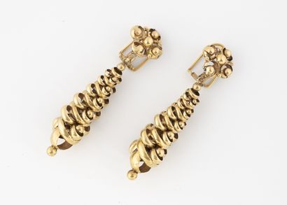 Pair of yellow gold earrings with circle...