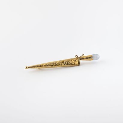 Brooch in yellow gold (750) and silver (800)...