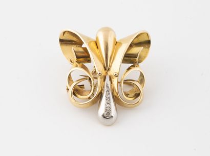 Yellow gold (750) and platinum (850) brooch...
