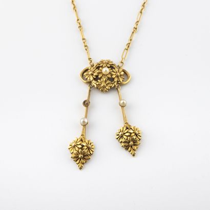 Yellow gold (750) negligee necklace with...