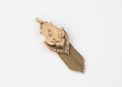 Yellow gold (750) escutcheon pendant with...