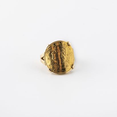 Yellow gold ring (750) centered with a 20...