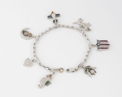 Bracelet en or gris (750) à maille forçat...