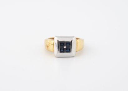 Bague en or jaune et gris (750) ornée de...