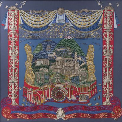 HERMES 
Carré en twill de soie imprimé, modèle...