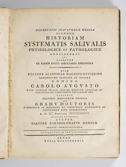SIEBOLD (Johannes Bartholomaus)
Dissertatio...