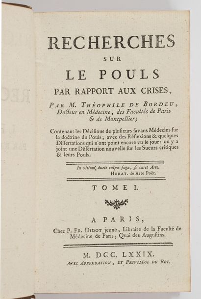 BORDEU (Théophile de)
Recherches sur le pouls...