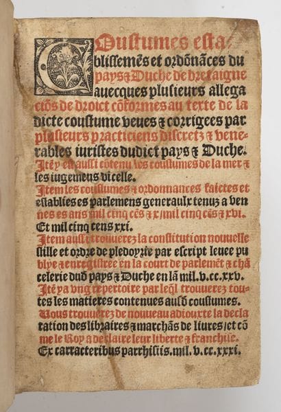 COUSTUMES, establishments and ordinances...