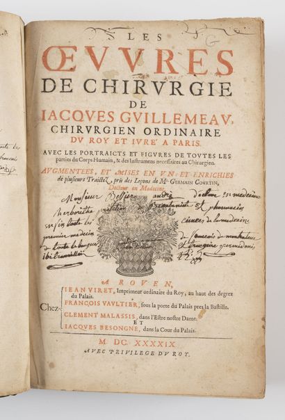 GUILLEMEAU (Jacques)
Les oeuvres chirurgicales.
Rouen,...
