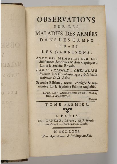 PRINGLE
Observations on the diseases of armies...