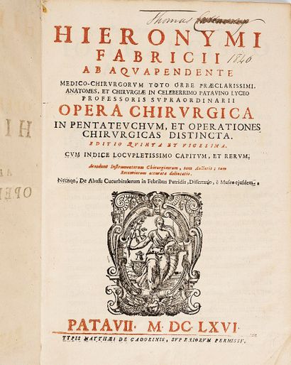 FABRIZIO
Hieronymi Fabricii ab aquapendente.
Patavii,...