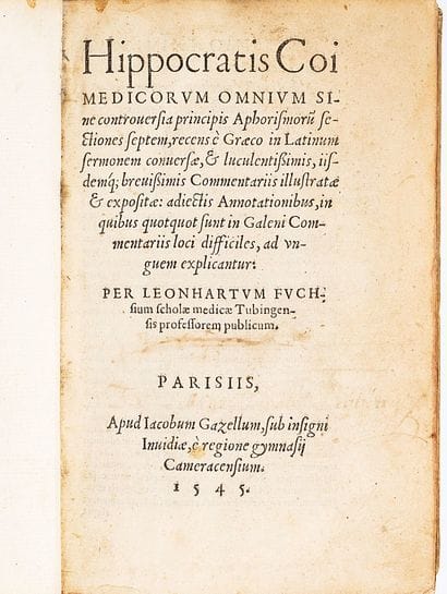 FUCHS (Leonhart)
Hippocratis coi medicorum...