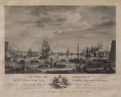 MARSEILLE 7 engravings framed under glass...