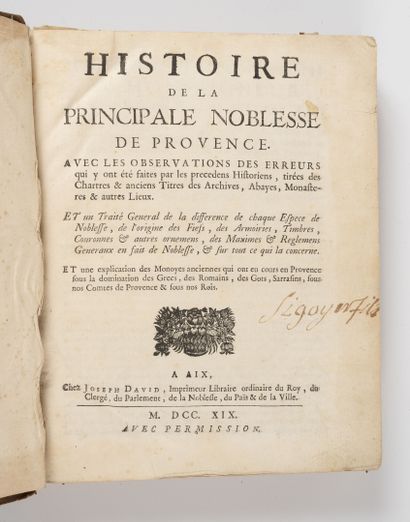 MAYNIER
Histoire de la principale noblesse...
