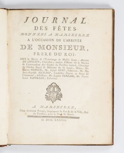 FAVET
Journal des fêtes données à Marseille...