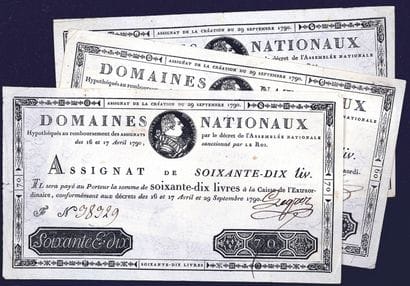 FRANCE, Epoque révolutionnaire 
Three assignats...