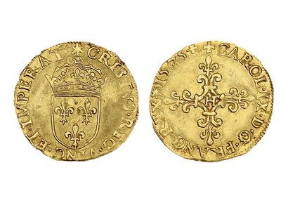 HENRI III (1574-1589)
Gold shield with sun,...