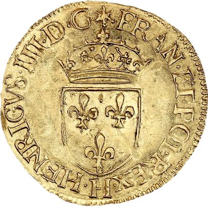 HENRI III (1574-1589)
Gold shield with sun,...