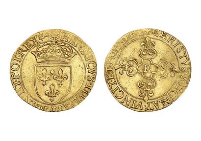HENRI III (1574-1589)
Gold shield with sun,...