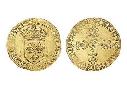 HENRI III (1574-1589)
Gold shield with sun,...