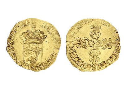 HENRI III (1574-1589)
Gold shield with sun,...