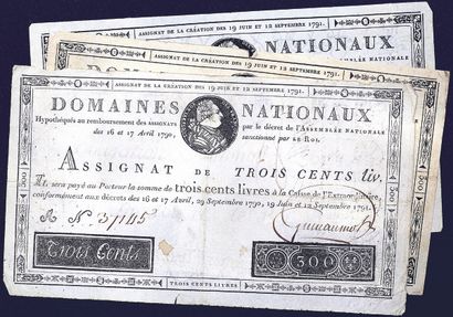 FRANCE, Epoque révolutionnaire 
Three assignats...