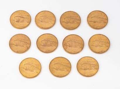 ETATS UNIS
11 coins of 20 dollars gold type...