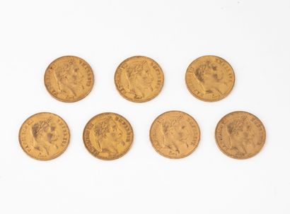 FRANCE
7 coins of 20 Francs gold Napoleon...