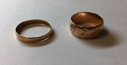 Lot of two rings in yellow gold (750) including...