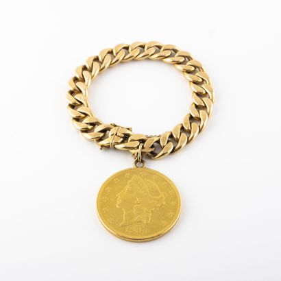 Bracelet with large curb chain in yellow...