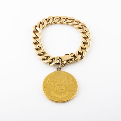 Bracelet with large curb chain in yellow...