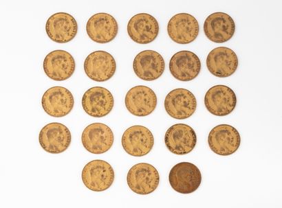FRANCE
23 pieces 20 Francs gold Napoleon...