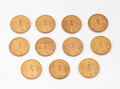 ETATS UNIS
11 coins of 20 dollars gold type...