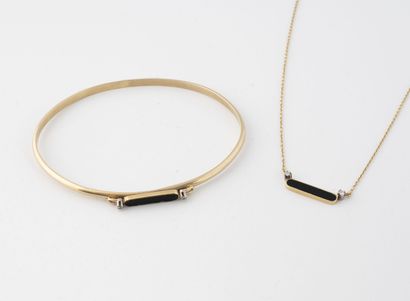 Lot including : 
- a yellow gold (750) half-length...